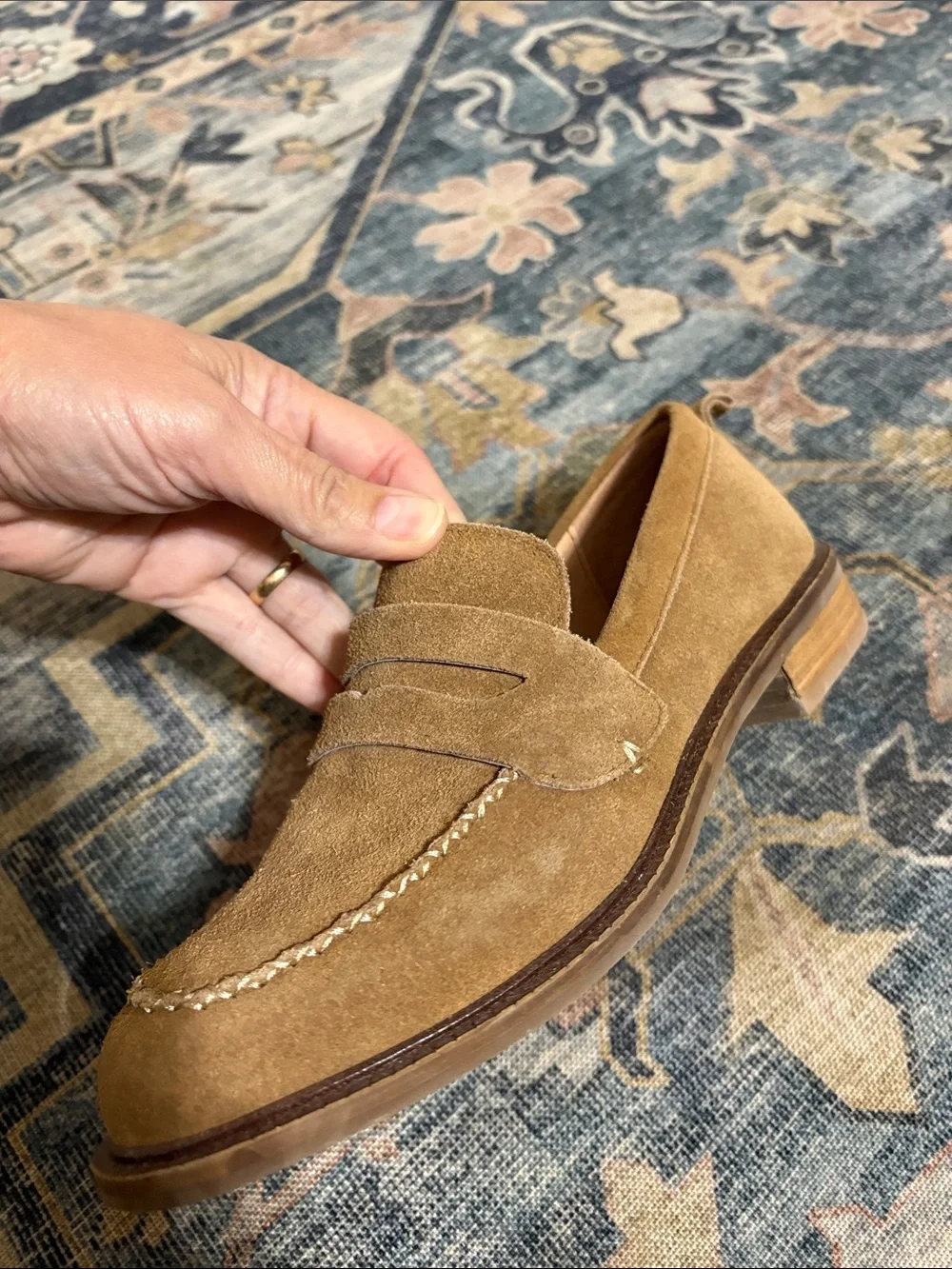 J. Jill Women’s Suede Penny Loafers in Camel Brown - Picture 3 of 3